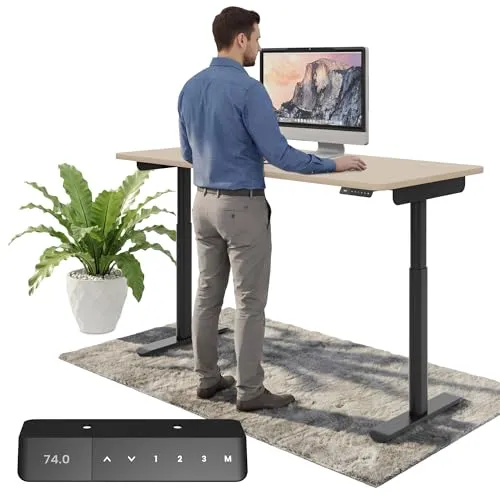 Ergotopia Desktopia One - Höhenverstellbarer Schreibtisch 160x80 cm - Ergonomischer Bürotisch mit TÜV-geprüfter Qualität. Der elektrische Höhenversteller sorgt für eine flexible Arbeitsplatzgestaltung, ideal für sitzende und stehende Tätigkeiten. 7 Jahre Garantie!