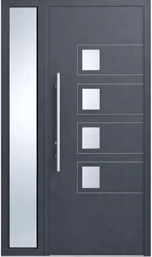 Stilvolle graue Eingangstür mit verchromtem Glas - Moderne Kompletttür mit Milchglas, ideal für den Eingangsbereich. Maße: 90 x 200 cm, aus langlebigem Aluminium, inklusive Anleitung für einfache Montage.