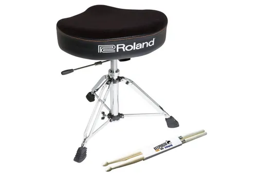 Roland RDT-SH Hydraulischer Schlagzeughocker mit Drumsticks - Drehhocker mit hydraulischer Höhenverstellung (50-63 cm) für maximalen Sitzkomfort, dämpfende Sitzfläche und stabiler Unterbau. Inklusive hochwertiger Hickory Drumsticks für lange Haltbarkeit.