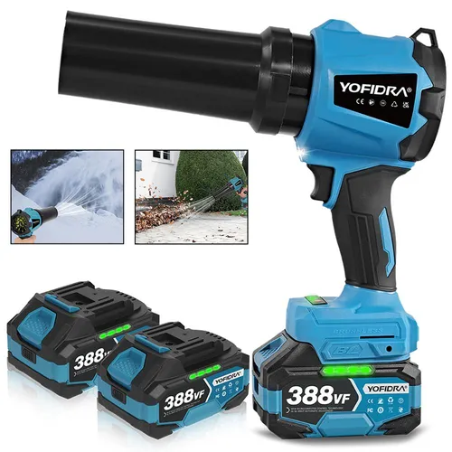 Akku-Gebläse Bürstenloses Laubbläser 300 m/s Schneefräse Turbo Jet Gebläse mit 2x Akkus für Auto,Garten,Laub,Staub & Schnee