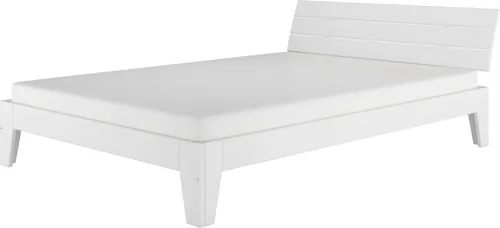 Doppelbett 140x200 Futonbett Bettrahmen Bettgestell Holz Kiefer Weiß Zubehör wählbar V-60.54-14W Rollrost und Matratze inkl.