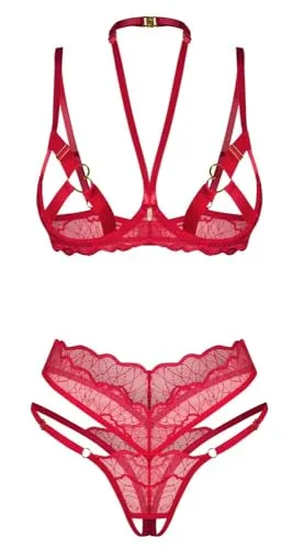 Ouvert-Set Cupide Desir, 2-teilig – Obsessive in rot von Obsessive