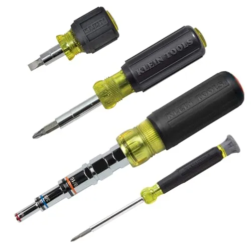 Klein Tools 80019 Werkzeugset – 4-teiliges Multi-Bit-Schraubendreher-Set mit 30 Bits