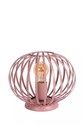 Licht-Erlebnisse Tischleuchte WYLON, ohne Leuchtmittel, Metall E27 rund Ø 25,5 cm 21 cm Drahtschirm Rosa