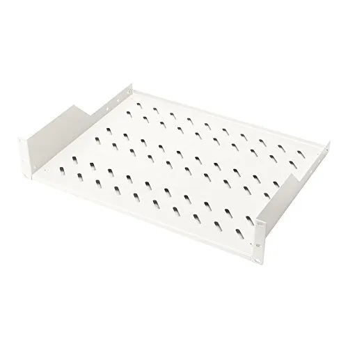 DIGITUS Fachboden zum Festeinbau – 19-Zoll – 2HE – Befestigung Vorne – Traglast 25 kg – 352 mm Tiefe – Für Netzwerk- und Serverschränke ab 450 mm Schranktiefe – Grau