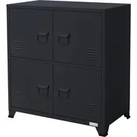 Büroschrank Aktenschrank Metallschrank Stahlschrank mit Regalfächer 75x40x80,5cm - Aktenschrank aus pulverbeschichtetem Stahl, 4 Türen mit Lüftungsschlitzen und Magnetverschluss, ideal für Büroorganisation und Sicherheit.