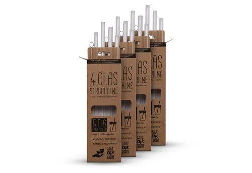 Bestlivings Trinkhalme aus Glas 20 cm (16er Pack inkl. Reinigungsbürste), (Set, 16-tlg), 100% Glas, kälte- und hitzebeständig, stabil, bruchfest