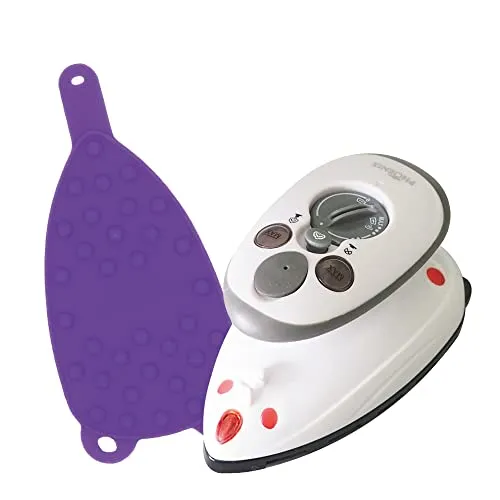 Phönix Reise-Dampfbügeleisen lila - Dampfbügeleisen für unterwegs, kompakt und leicht mit Ablage im Set – ideal für gepflegte Kleidung auf Reisen.