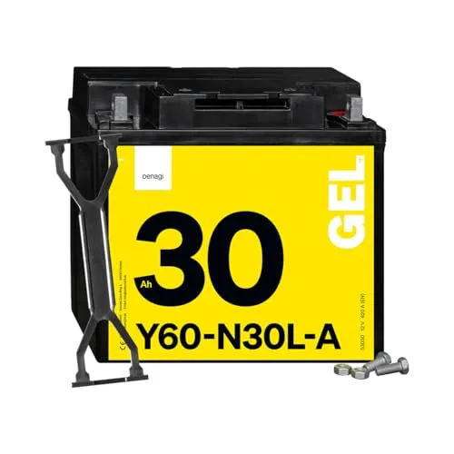 Denagi 53030 GEL Y60-N30L-A Motorradbatterie 12V 30Ah, wartungsfrei versiegelt vorgeladen