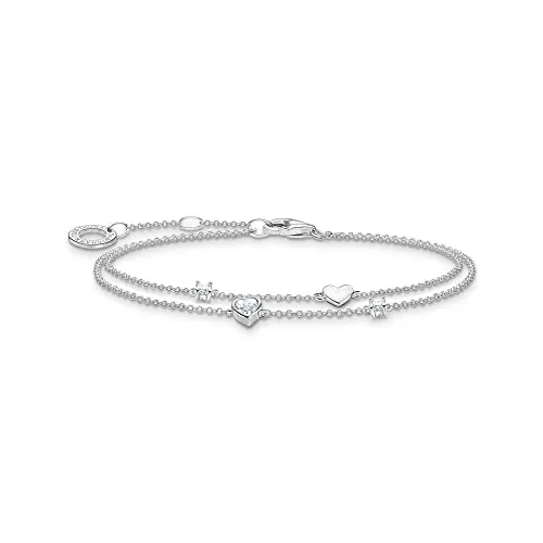 Thomas Sabo Armband mit Herzen und weißen Steinen - Elegantes Armschmuck aus 925er Sterlingsilber, ideal als individuelles Geschenk für besondere Anlässe wie Geburtstag oder Valentinstag.