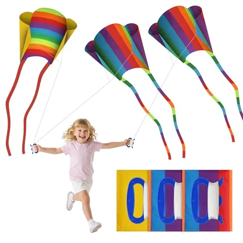 Stück Drachen Kinder Set – Bunte Einleiner Drachen mit Langen Schwänzen Lenkdrachen, Einfach zu Fliegen für Anfänger & Kinder, Outdoor Kinderdrachen 3