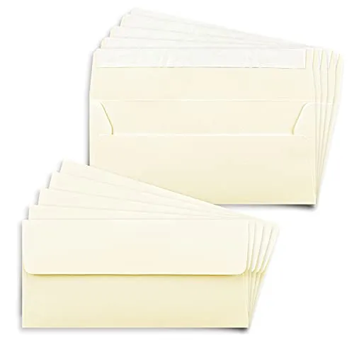 50x Briefumschläge DIN Lang in Beige (Creme) mit Haftklebung