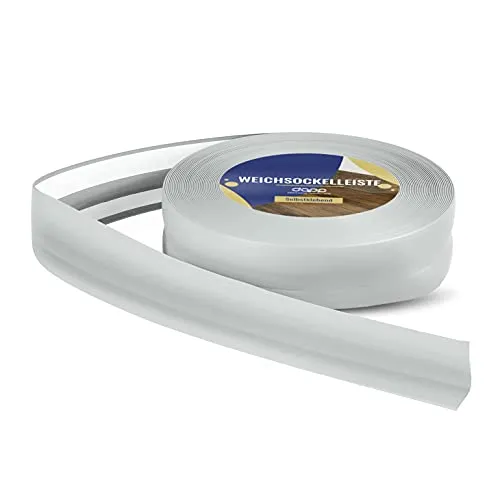 DQ-PP WEICHSOCKELLEISTE – 5m – grau – 32x23mm – PVC – selbstklebend – Knickwinkel Fussleisten Gummileiste Sockelleiste Winkelprofil Abschlussleiste Bodenleiste