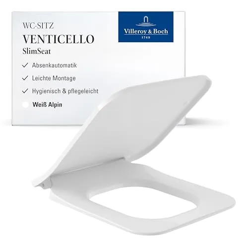 Villeroy Boch Venticello WC-Sitz 9M79S101 - Slimseat, weiss, mit Softclose und Quick Release für komfortable Nutzung und einfache Reinigung