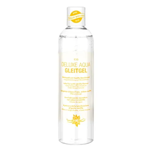 EIS Deluxe Aqua Gleitmittel | Gleitgel auf Wasserbasis mit Langzeitwirkung | Extra sensitives Intimgel | Vanille in 300 ml Flasche | Gel für Sex und Sexspielzeug | Frau und Mann