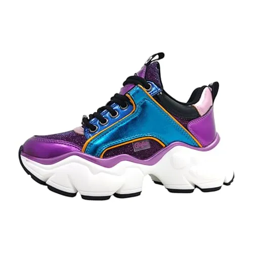 Buffalo Binary Glam Sneaker Mehrfarbig - Sneaker für Damen von Buffalo, vegan und stylisch in purble blue metallic – ideal für modebewusste Frauen, die Komfort und Nachhaltigkeit schätzen.