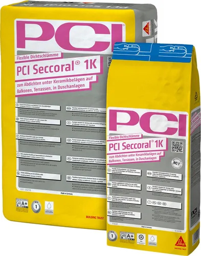 PCI Seccoral 1K, 15 kg - Hochleistungs-Klebemittel - Klebemittel & Dichtstoffe für Innen- und Außenanwendungen, ideal für Wand- und Bodenbeläge, ergiebig mit ca. 3,2 kg pro m² bei 2 mm Foliendicke.