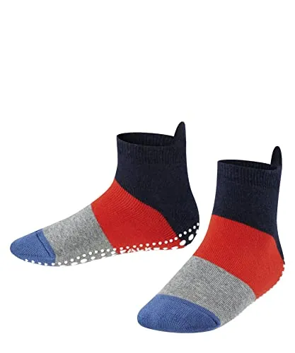 FALKE Unisex Kinder Hausschuh-Socken Colour Block K HP Baumwolle rutschhemmende Noppen 1 Paar, Blau (Navy Blue Melange 6490), 19-22