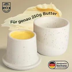 DEKAZIA Butterglocke aus hochwertiger Keramik - Butterdose ohne Kühlung, ideal für weiche Butter. Minimalistisches Skandi Design und sichere Verpackung für maximale Haltbarkeit.