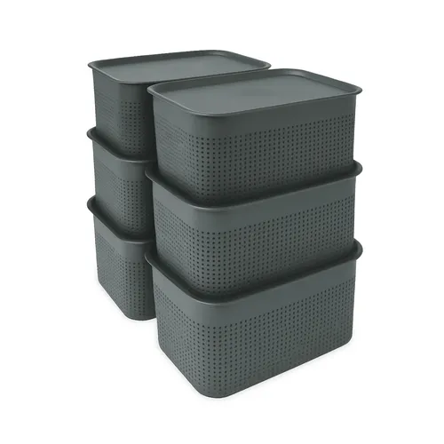 Aufbewahrungsbox Aufbewahrungskiste Box Organizerbox stapelbar Deckel 6er Set