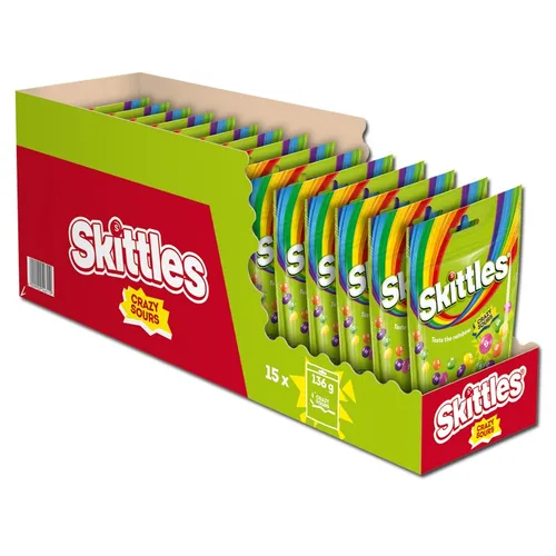  Skittles Crazy Sours, Bonbons, Dragees, 15 Beutel je 136g 8,31€/1kg