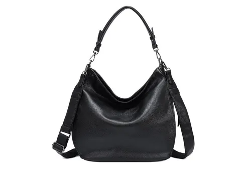 ITALYSHOP24 Schultertasche DAMEN TASCHE SHOPPER Hobo Cross Over Bag Reisetasche Umhängetasche, LEDER OPTIK Beuteltasche Cross body für Schule Reise Freizeit Urlaub