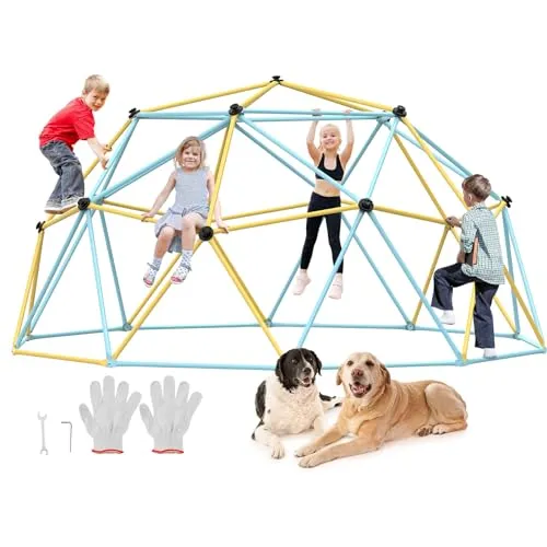 VEVOR Kletterkuppel 3,66 m für Kinder - Indoor Klettergerüst für Kinder von 3 bis 10 Jahren, mit 340 kg Tragfähigkeit und sicherem Klettergriffdesign für unvergessliche Spielmomente.