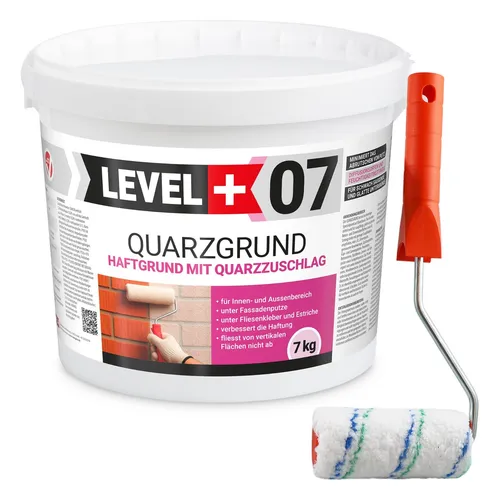 Haftgrund 7Kg Quarzgrund Weiß mit Streichroller 10cm - Hochwertige Grundierung für Innen- und Außenbereiche. Schnelltrocknend und frostbeständig, ideal für verschiedene Untergründe. Inklusive praktischen Streichroller für einfache Anwendung.