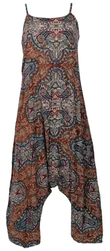 Boho Jumpsuit - Rostbraun, Sommer Pluderhose Overall - Hosen für Frauen, 100% Viskose, fair gehandelt in Indien, ideal für Frühling und Sommer mit entspannter Passform und ethnischem Stil.