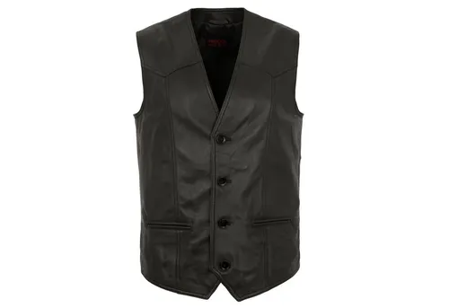 Maddox Lederweste Freddy Maddox - Herren Lederweste Lammnappa schwarz