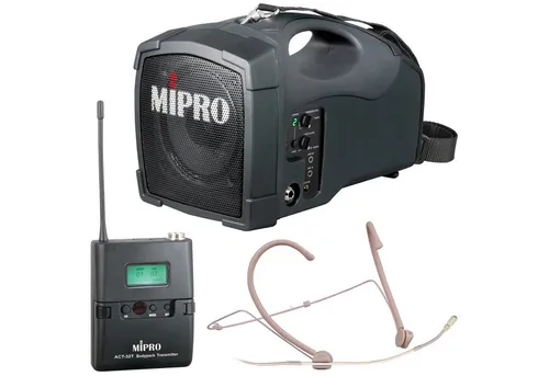Mipro Audio Mipro MA-101B mobiler Lautsprecher mit Funk-Sender und Headset Portable-Lautsprecher (823-832 MHz, 45 W, Akkubetriebener Lautsprecher mit Funk-Sender und Headset)