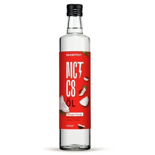 Produktbild BRAINEFFECT MCT C8 Öl (500ml) – Reines C8 aus der Kokosnuss für Ketose & Fokus