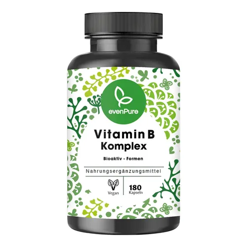 Vitamin B Komplex hochdosiert alle B-Vitamine + Cholin & Inositol – 180 Kapseln