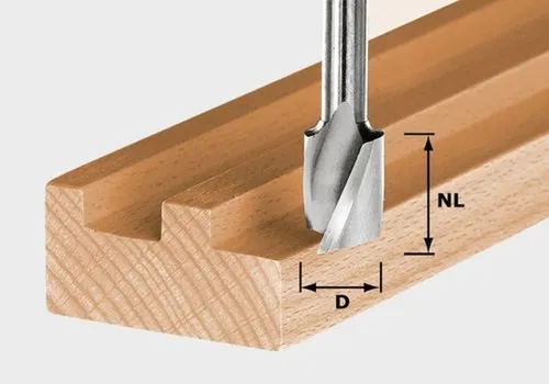 Festool Spiralnutfräser HS Schaft 8 mm - Holzfräser für angenehme Laufruhe, ideal für Weichholz. Die Wendelung der Fräserschneide sorgt für optimale Absaugung der Späne.