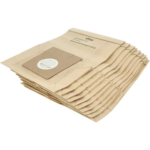 vhbw 10x Staubsaugerbeutel kompatibel mit Novum 119 973/119973, 158 471/158471 Staubsauger - Papier, 25cm x 19cm Sandfarben