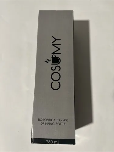 H097 Hellgrau Cosumy Trinkflasche Glas 750 ml Glasflasche Mit Hülle