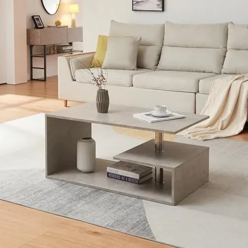 [en.casa] Couchtisch Haarlem – Rechteckiger Wohnzimmertisch mit Stauraum - Beistelltisch fürs Wohnzimmer mit praktischem Stauraum auf zwei Ebenen – ideal für Bücher und Deko. Pflegeleicht und stabil für gemütliche Abende.