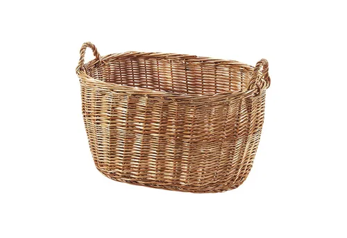 Kobolo Wäschekorb aus Weide - 60x43x41 cm - Dekokörbe - Handgeflochtener Wäschekorb aus Weide mit großzügigem Platzangebot und robusten Griffen für einfache Handhabung.