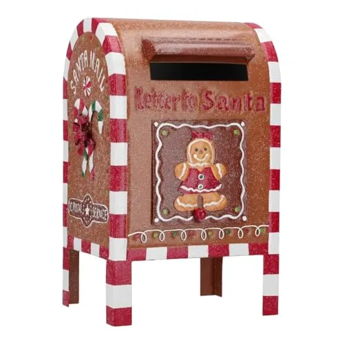 Timstor Mailbox Briefkasten Weihnachtsmann Lebkuchen 22 x 34 cm Metall Weihnachtsdekoration