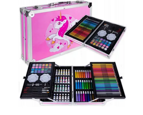 Disney Malpalette Einhorn Kinder Malset 145-teilig Pink– Malkoffer mit Stiften & Farben