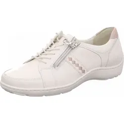 Waldläufer Henni Halbschuh – Komfortabler Schnürer in Weiß Apricot - Schnürer für Damen aus hochwertigem Glattleder mit PRO-Aktiv Fußbettung und ultraleichter Laufsohle für höchsten Tragekomfort und optimale Passform.