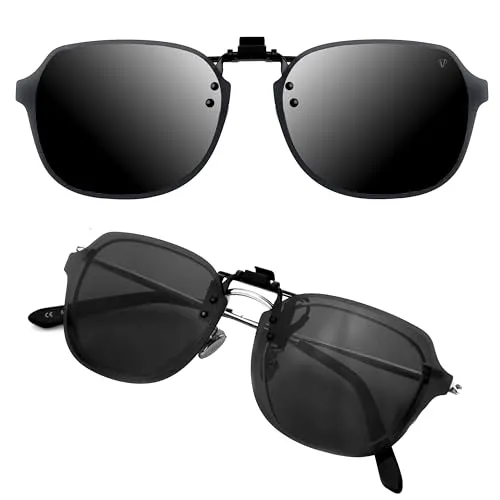 CREYESTAL Polarisiert Sonnenbrillen Aufsatz Brille, Sonnenbrille Clip, Anhebbar und Ultraleicht, Herren, Damen 100% UV400