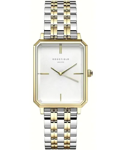 ROSEFIELD Damenuhr Octagon Silber-Gold Bicolor eckig - Armbanduhren: Hochwertige Quarzuhr mit elegantem Bicolor-Design und einfachem Schnellband-Wechsel-System für individuelle Styles.