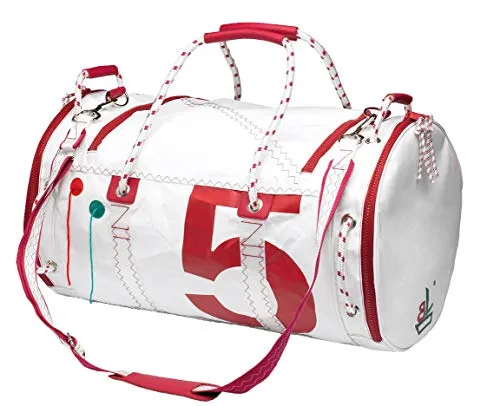 Trend Marine Reisetasche Sea Mate Segeltasche Weiß/Rot - Praktische Segeltasche aus neuem Dacron Segeltuch mit Nassfach und gepolstertem Schultergurt. Ideal für maritime Abenteuer und Reisen!