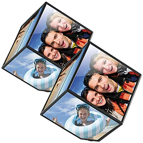 Your Design Bilderwürfel: 2er-Set selbstdrehender Fotowürfel für je 6 Bildmotive (Bilderrahmen Würfel, Fotowürfel als Bilderrahmen, Drehteller)