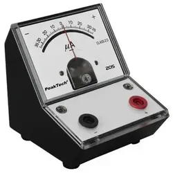 PEAKTECH 205-08 Galvanometer - Analogmessgerät für Schulen, robust mit Spiegelskala und 4 mm Sicherheitsbuchsen, benötigt keine Spannungsversorgung und ist ideal für Schülerversuche.