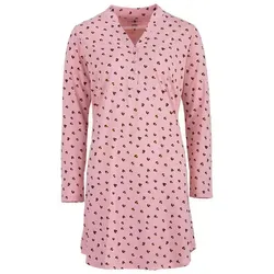 zeitlos Nachthemd Nachthemd Langarm - Leo Herz Stehkragen rosa XXL