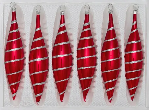 Navidacio Christbaumschmuck 6 tlg. Glas-Zapfen Set in rot von Navidacio