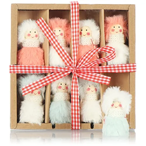 COM-FOUR® 8X Premium Weihnachtsbaum-Anhänger Engel - Christbaumschmuck - schwedisch-skandinavische Deko-Trolle, Engel, Feen, Weihnachtsmänner als Christbaumschmuck oder Geschenk-Anhänger