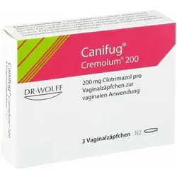 Canifug Cremolum 200 - 3 ST - Arzneimittel zur Behandlung von Hefepilzinfektionen der Scheide mit 200 mg Clotrimazol pro Vaginalzäpfchen. Effektiv gegen Candida albicans und einfach anzuwenden.